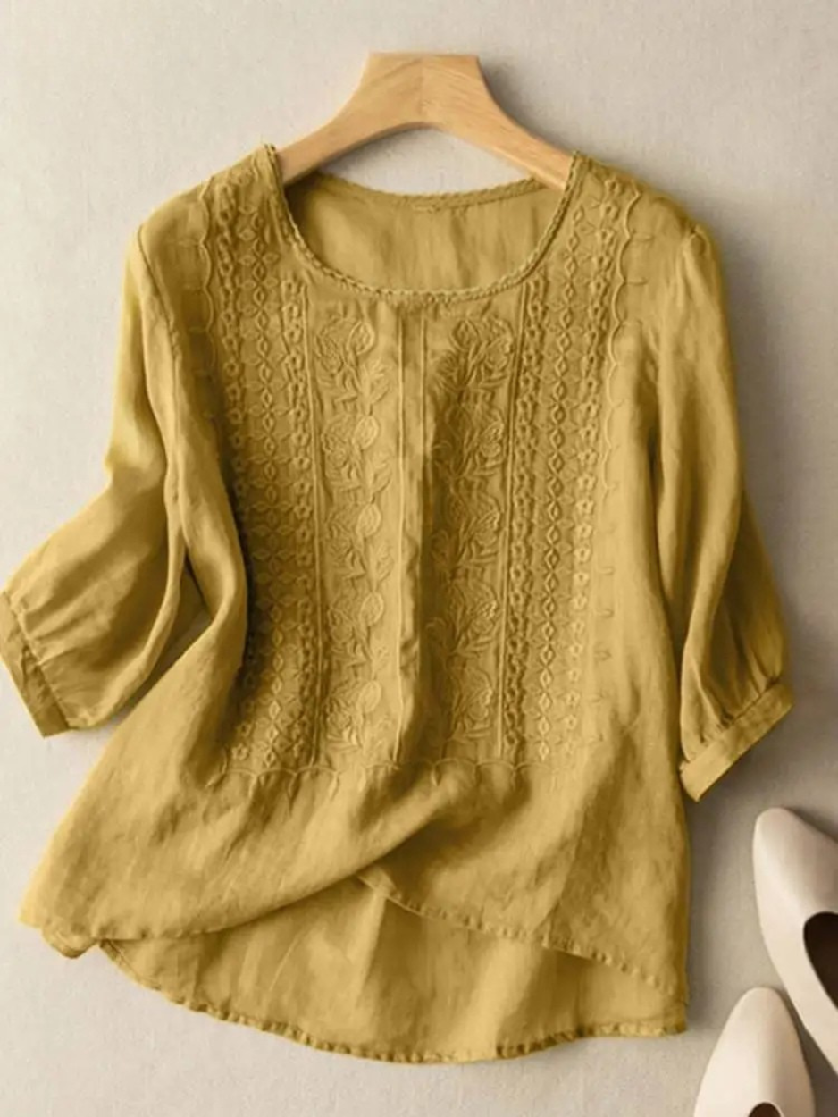 Sigrid™ | Broderet Boho Bluse
