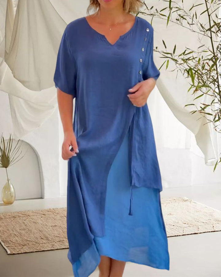 Alvilda™ | Asymmetrisk Kjole med Korte Ærmer
