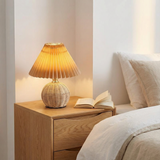 HyggeLume | Bordlampe Skandinavisk - Rattan Plisseret LED 1-Lys