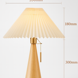 Japansk Minimalistisk Træ Plisseret Stof LED Bordlampe 1-Lys