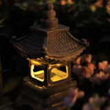 Japansk Zen Solar Pagoda Sten LED Udendørs Have 1-Lys