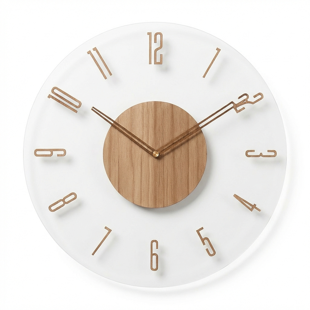 NordicHalo | Vægur Skandinavisk - Trådløs Stille Naturligt Træ