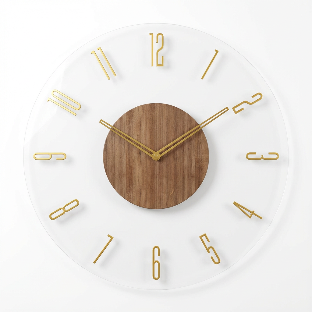 NordicLux | Vægur Moderne - Trådløs Lydløs Akryl Træ 30cm