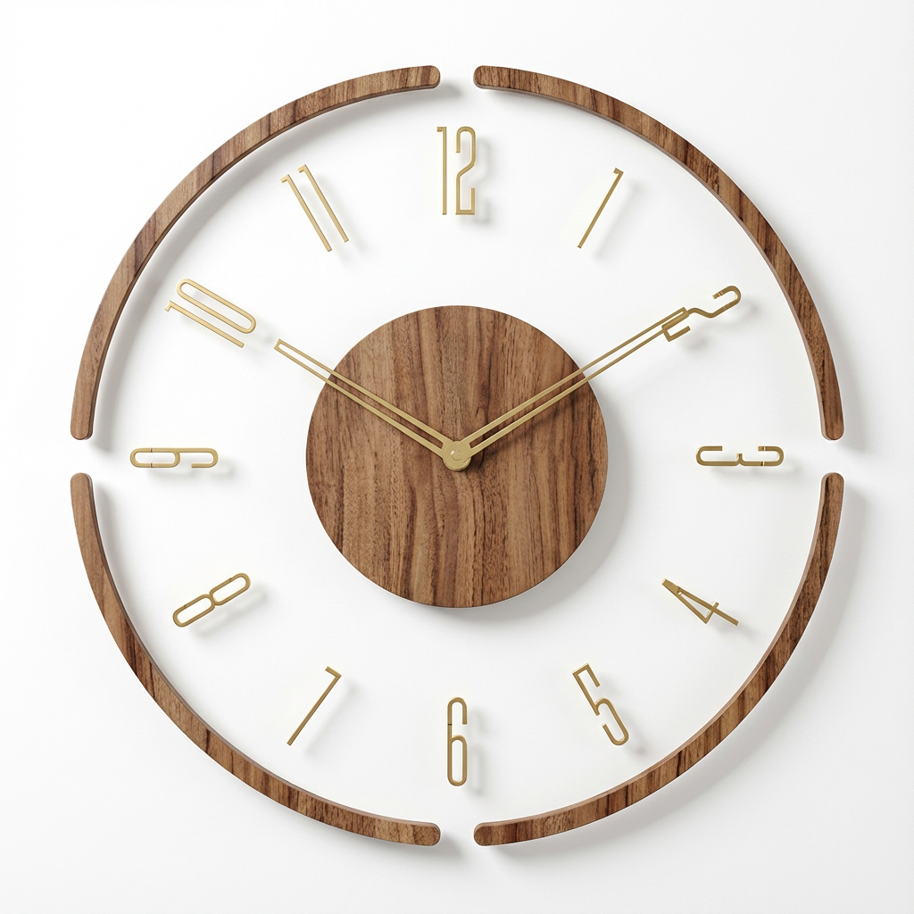 NordicLux | Vægur Moderne - Trådløs Lydløs Akryl Træ 30cm