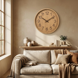 NordicOak | Vægur Skandinavisk - Trådløs Stille Træ