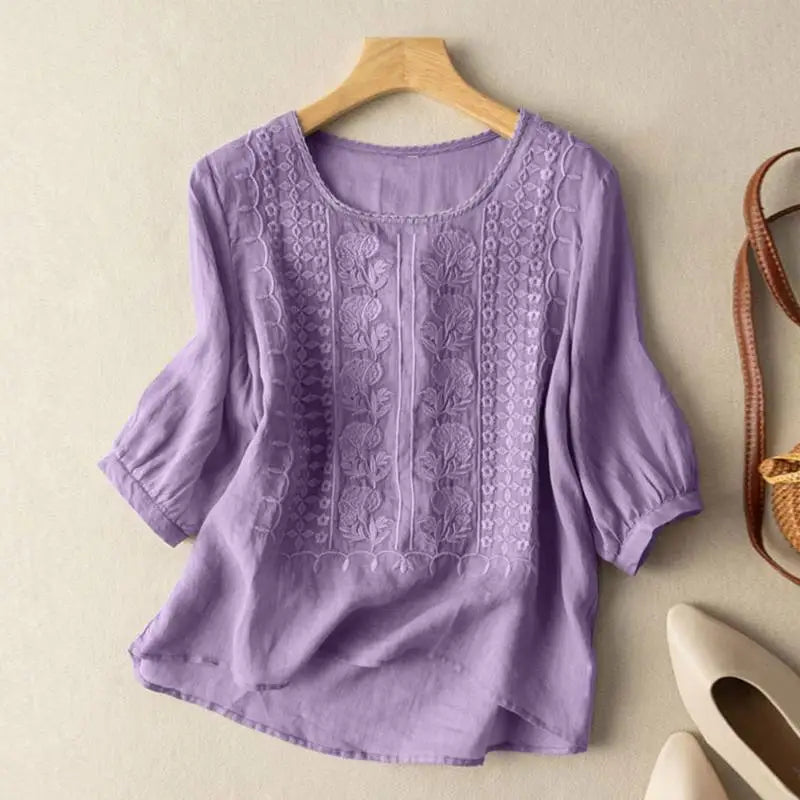 Sigrid™ | Broderet Boho Bluse