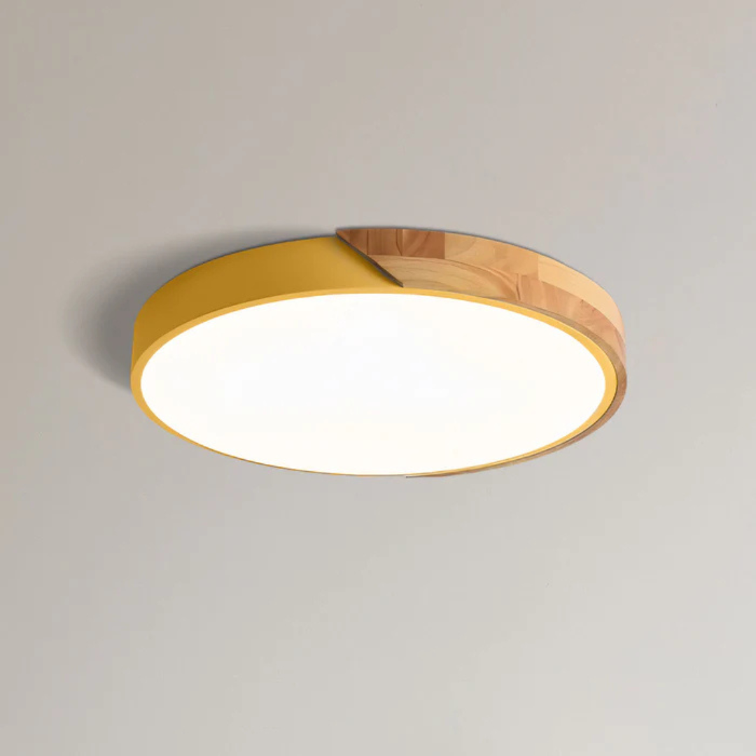 Skandinavisk Træ LED Loftlampe – Moderne Flush Mount Design til Hyggelig Stemning