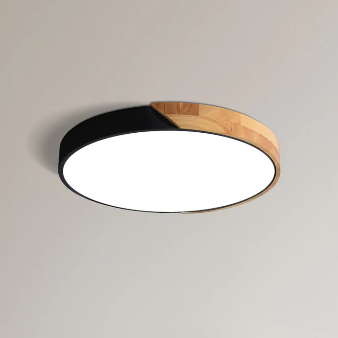 Skandinavisk Træ LED Loftlampe – Moderne Flush Mount Design til Hyggelig Stemning
