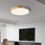 Skandinavisk Træ LED Loftlampe – Moderne Flush Mount Design til Hyggelig Stemning