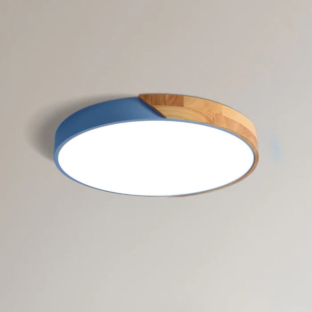 Skandinavisk Træ LED Loftlampe – Moderne Flush Mount Design til Hyggelig Stemning
