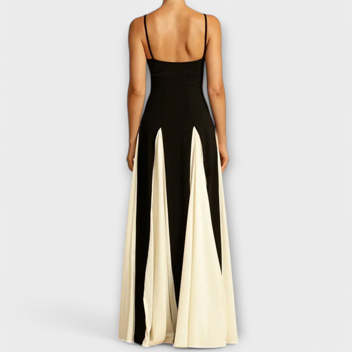 Jasmina™ | Elegant Sort & Hvid Aftenkjole