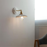 Vintage Japansk Keramisk Messing 1-Lyse Væglampe