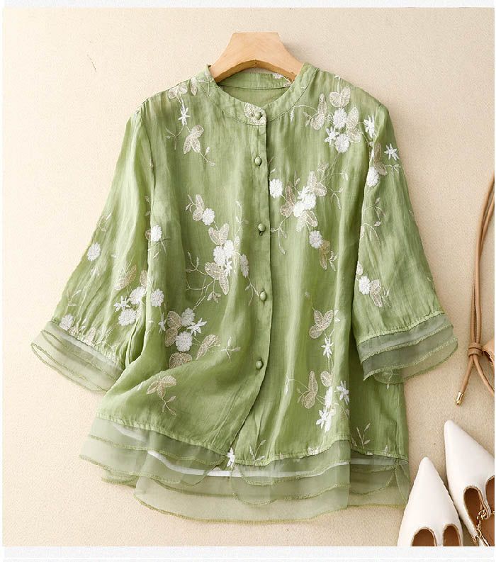 Mille™ | Broderet Bomuldsbluse